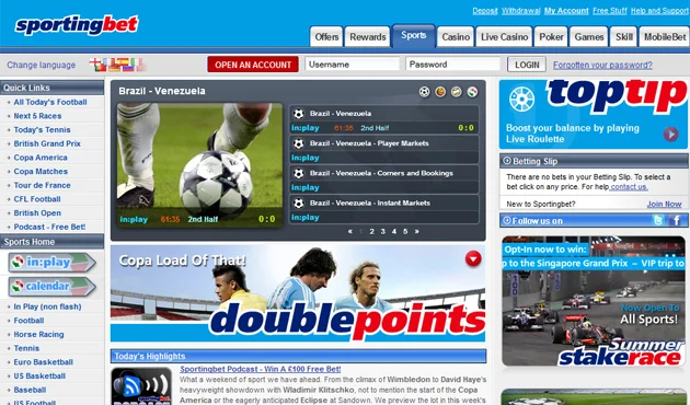 Sportingbet screenshot