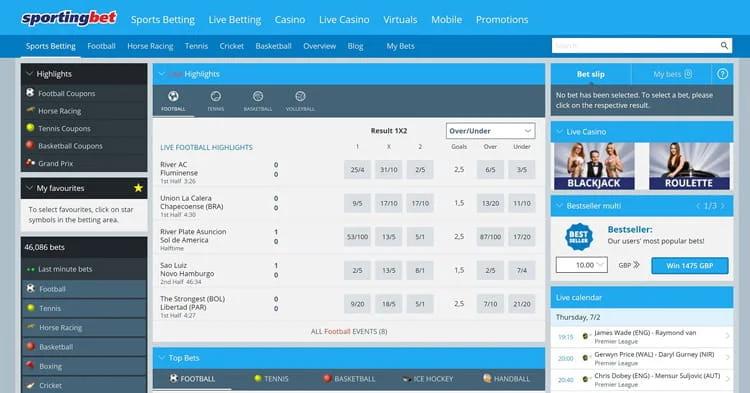 Sportingbet screenshot